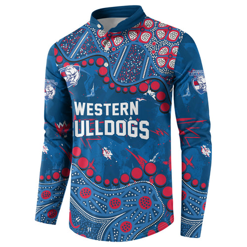 Personalized Western Bulldogs Button Sweatshirt Aboriginal Pattern with Graffiti Style