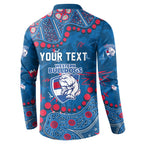 Personalized Western Bulldogs Button Sweatshirt Aboriginal Pattern with Graffiti Style