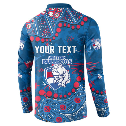 Personalized Western Bulldogs Button Sweatshirt Aboriginal Pattern with Graffiti Style