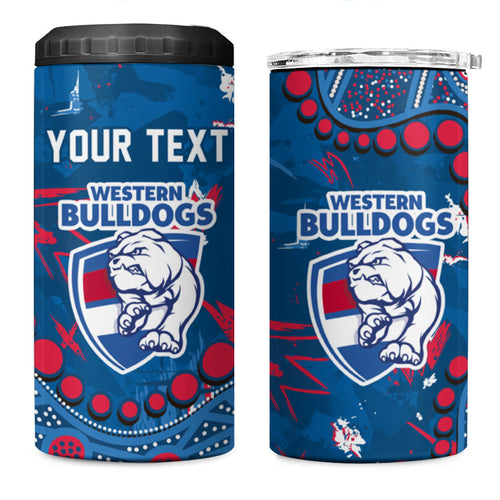 Personalized Western Bulldogs 4 in 1 Can Cooler Tumbler Aboriginal Pattern with Graffiti Style
