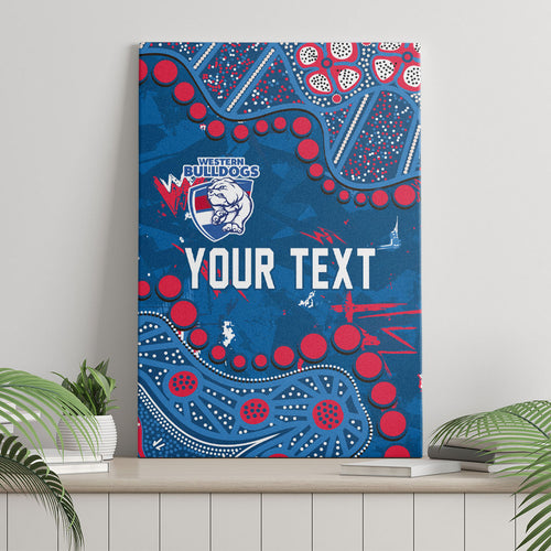 Personalized Western Bulldogs Canvas Wall Art Aboriginal Pattern with Graffiti Style
