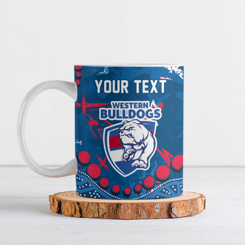 Personalized Western Bulldogs Ceramic Mug Aboriginal Pattern with Graffiti Style