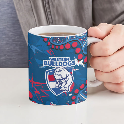 Personalized Western Bulldogs Ceramic Mug Aboriginal Pattern with Graffiti Style