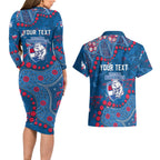 Personalized Western Bulldogs Couples Matching Long Sleeve Bodycon Dress and Hawaiian Shirt Aboriginal Pattern with Graffiti Style