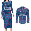 Personalized Western Bulldogs Couples Matching Long Sleeve Bodycon Dress and Long Sleeve Button Shirt Aboriginal Pattern with Graffiti Style