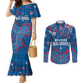 Personalized Western Bulldogs Couples Matching Mermaid Dress and Long Sleeve Button Shirt Aboriginal Pattern with Graffiti Style