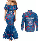 Personalized Western Bulldogs Couples Matching Mermaid Dress and Long Sleeve Button Shirt Aboriginal Pattern with Graffiti Style