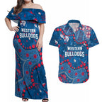Personalized Western Bulldogs Couples Matching Off Shoulder Maxi Dress and Hawaiian Shirt Aboriginal Pattern with Graffiti Style
