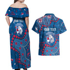 Personalized Western Bulldogs Couples Matching Off Shoulder Maxi Dress and Hawaiian Shirt Aboriginal Pattern with Graffiti Style