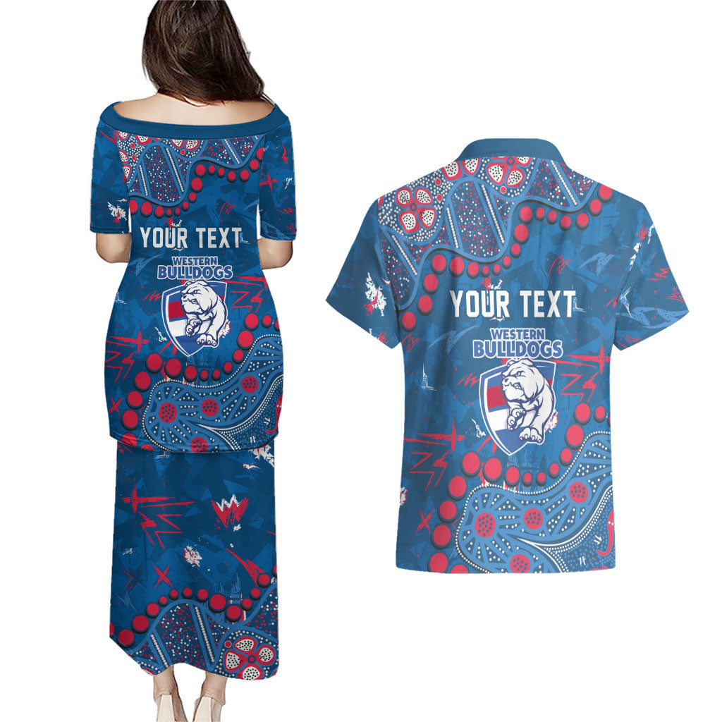 Personalized Western Bulldogs Couples Matching Puletasi and Hawaiian Shirt Aboriginal Pattern with Graffiti Style