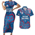 Personalized Western Bulldogs Couples Matching Short Sleeve Bodycon Dress and Hawaiian Shirt Aboriginal Pattern with Graffiti Style