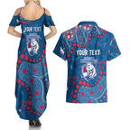 Personalized Western Bulldogs Couples Matching Summer Maxi Dress and Hawaiian Shirt Aboriginal Pattern with Graffiti Style