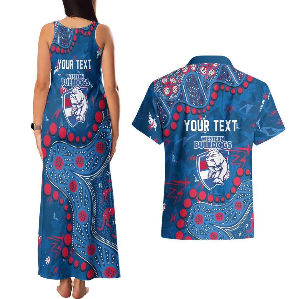 Personalized Western Bulldogs Couples Matching Tank Maxi Dress and Hawaiian Shirt Aboriginal Pattern with Graffiti Style