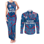 Personalized Western Bulldogs Couples Matching Tank Maxi Dress and Long Sleeve Button Shirt Aboriginal Pattern with Graffiti Style