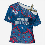 Personalized Western Bulldogs Cross Shoulder Shirt Aboriginal Pattern with Graffiti Style