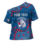 Personalized Western Bulldogs Cross Shoulder Shirt Aboriginal Pattern with Graffiti Style