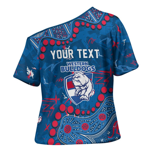 Personalized Western Bulldogs Cross Shoulder Shirt Aboriginal Pattern with Graffiti Style