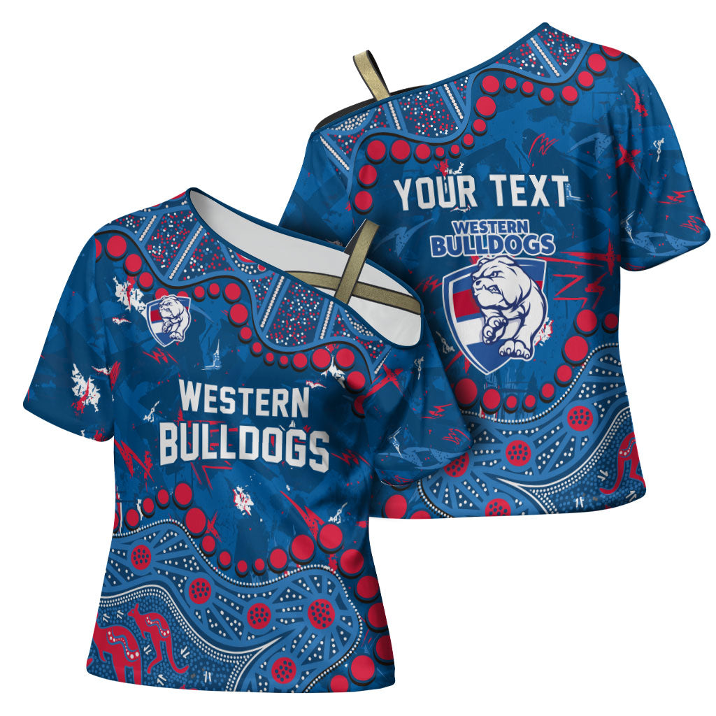 Personalized Western Bulldogs Cross Shoulder Shirt Aboriginal Pattern with Graffiti Style