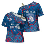 Personalized Western Bulldogs Cross Shoulder Shirt Aboriginal Pattern with Graffiti Style