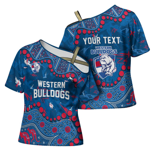 Personalized Western Bulldogs Cross Shoulder Shirt Aboriginal Pattern with Graffiti Style