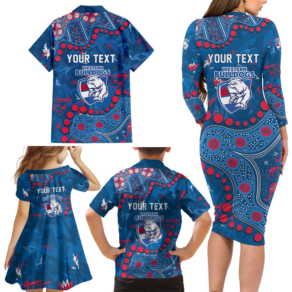 Personalized Western Bulldogs Family Matching Long Sleeve Bodycon Dress and Hawaiian Shirt Aboriginal Pattern with Graffiti Style