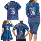 Personalized Western Bulldogs Family Matching Long Sleeve Bodycon Dress and Hawaiian Shirt Aboriginal Pattern with Graffiti Style