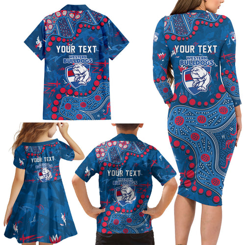 Personalized Western Bulldogs Family Matching Long Sleeve Bodycon Dress and Hawaiian Shirt Aboriginal Pattern with Graffiti Style