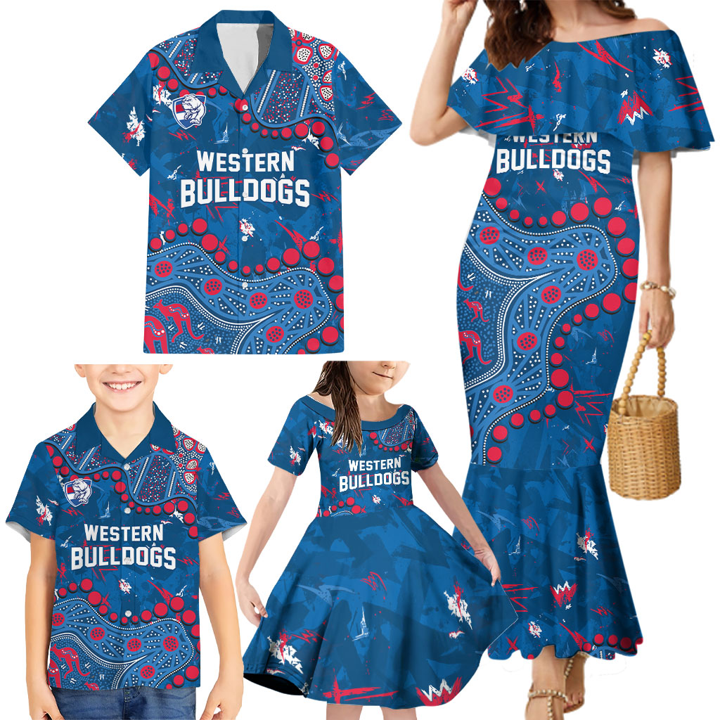 Personalized Western Bulldogs Family Matching Mermaid Dress and Hawaiian Shirt Aboriginal Pattern with Graffiti Style