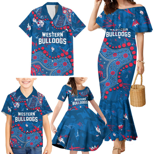 Personalized Western Bulldogs Family Matching Mermaid Dress and Hawaiian Shirt Aboriginal Pattern with Graffiti Style