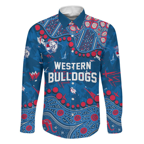 Personalized Western Bulldogs Family Matching Mermaid Dress and Hawaiian Shirt Aboriginal Pattern with Graffiti Style