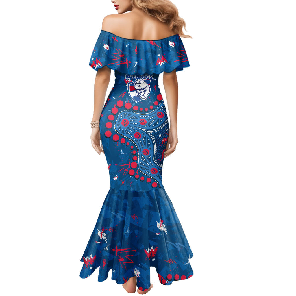 Personalized Western Bulldogs Family Matching Mermaid Dress and Hawaiian Shirt Aboriginal Pattern with Graffiti Style