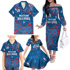 Personalized Western Bulldogs Family Matching Off The Shoulder Long Sleeve Dress and Hawaiian Shirt Aboriginal Pattern with Graffiti Style