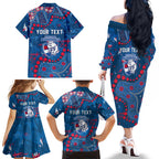 Personalized Western Bulldogs Family Matching Off The Shoulder Long Sleeve Dress and Hawaiian Shirt Aboriginal Pattern with Graffiti Style