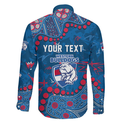 Personalized Western Bulldogs Family Matching Off The Shoulder Long Sleeve Dress and Hawaiian Shirt Aboriginal Pattern with Graffiti Style