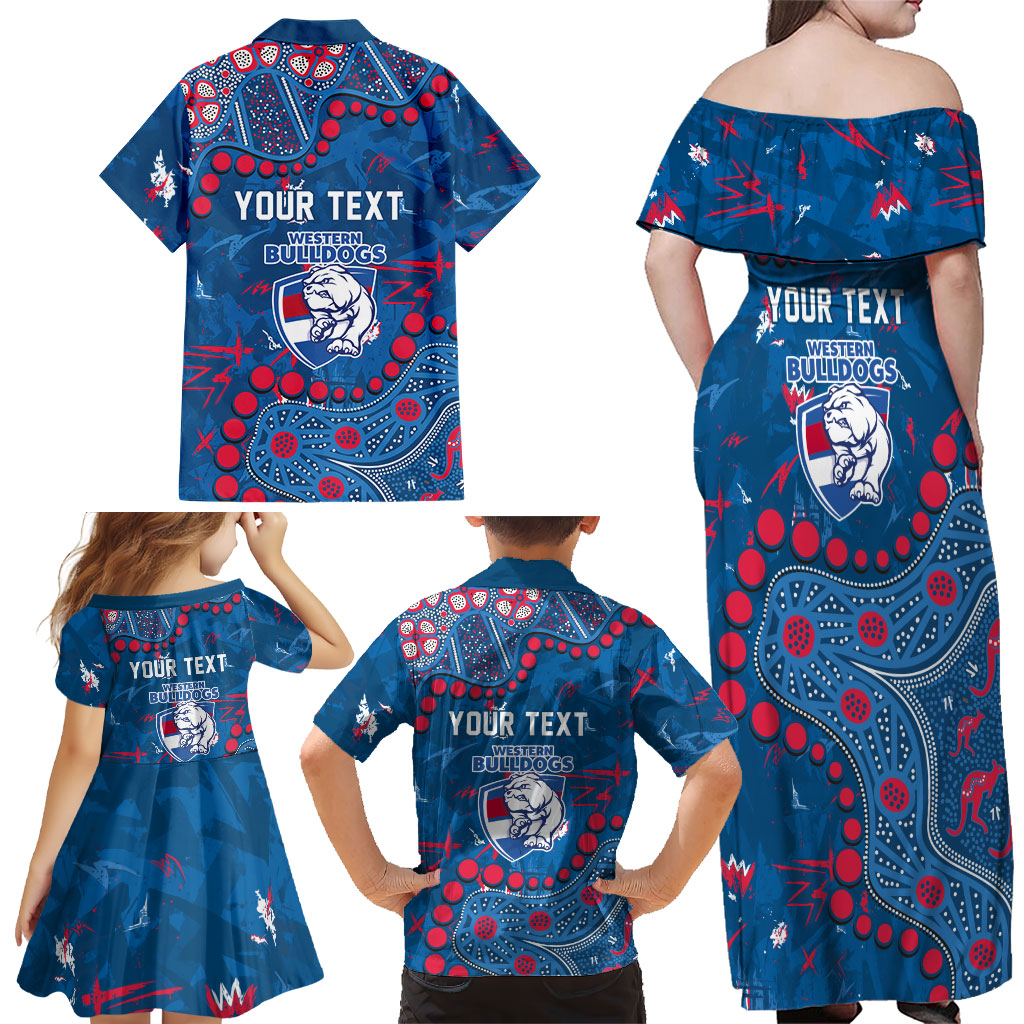 Personalized Western Bulldogs Family Matching Off Shoulder Maxi Dress and Hawaiian Shirt Aboriginal Pattern with Graffiti Style