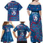 Personalized Western Bulldogs Family Matching Off Shoulder Maxi Dress and Hawaiian Shirt Aboriginal Pattern with Graffiti Style