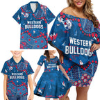 Personalized Western Bulldogs Family Matching Off Shoulder Short Dress and Hawaiian Shirt Aboriginal Pattern with Graffiti Style