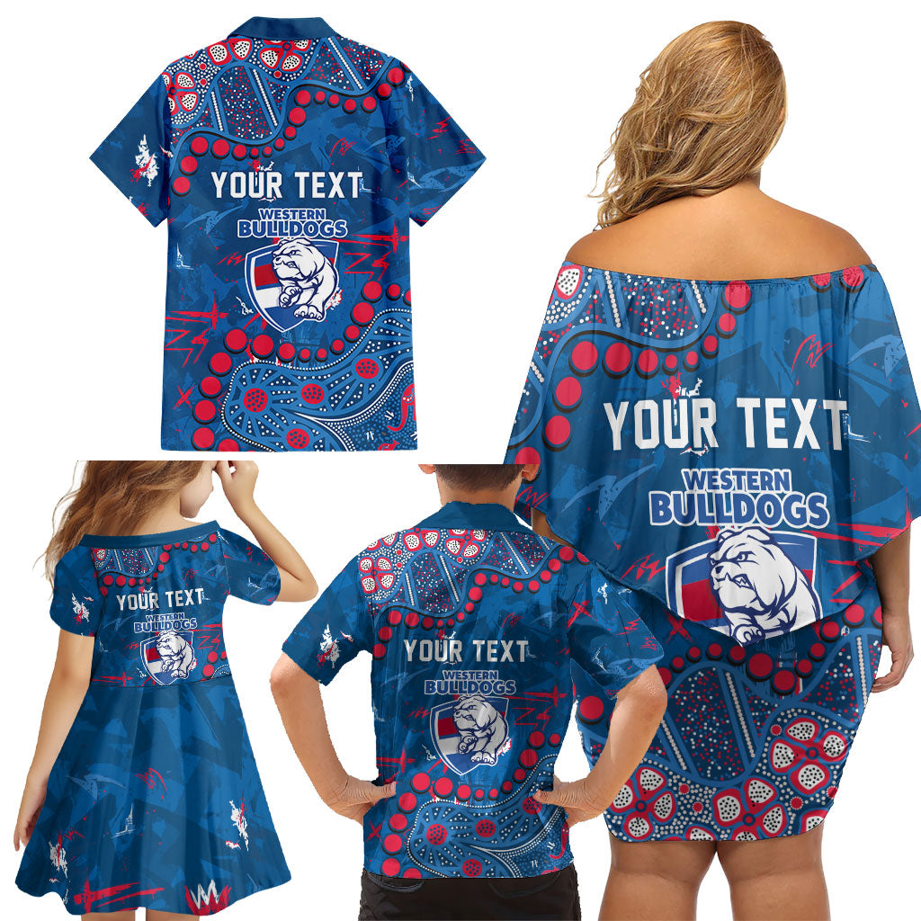 Personalized Western Bulldogs Family Matching Off Shoulder Short Dress and Hawaiian Shirt Aboriginal Pattern with Graffiti Style