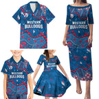Personalized Western Bulldogs Family Matching Puletasi and Hawaiian Shirt Aboriginal Pattern with Graffiti Style
