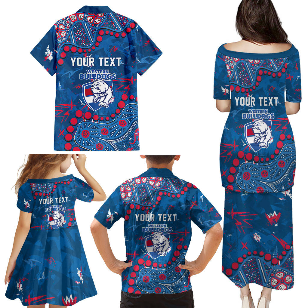 Personalized Western Bulldogs Family Matching Puletasi and Hawaiian Shirt Aboriginal Pattern with Graffiti Style