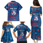 Personalized Western Bulldogs Family Matching Puletasi and Hawaiian Shirt Aboriginal Pattern with Graffiti Style