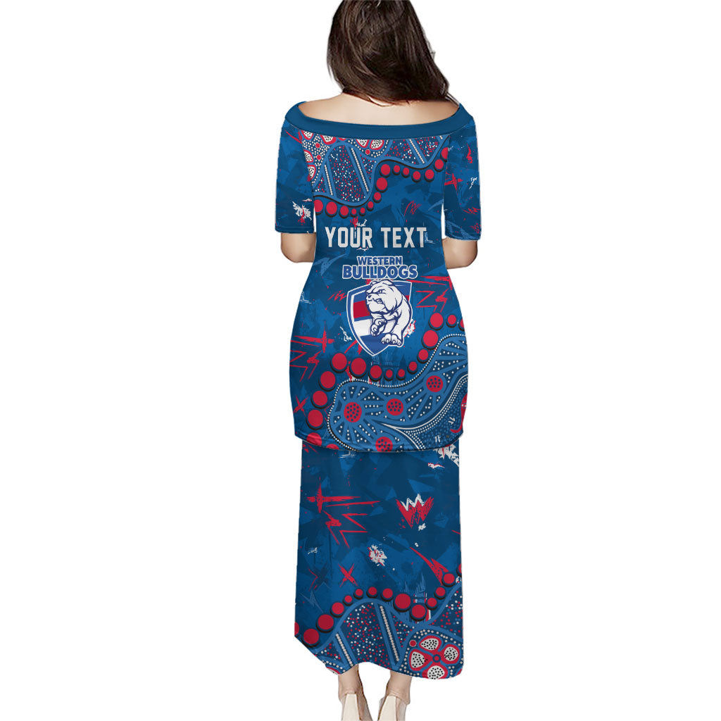 Personalized Western Bulldogs Family Matching Puletasi and Hawaiian Shirt Aboriginal Pattern with Graffiti Style