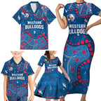 Personalized Western Bulldogs Family Matching Short Sleeve Bodycon Dress and Hawaiian Shirt Aboriginal Pattern with Graffiti Style
