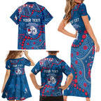 Personalized Western Bulldogs Family Matching Short Sleeve Bodycon Dress and Hawaiian Shirt Aboriginal Pattern with Graffiti Style
