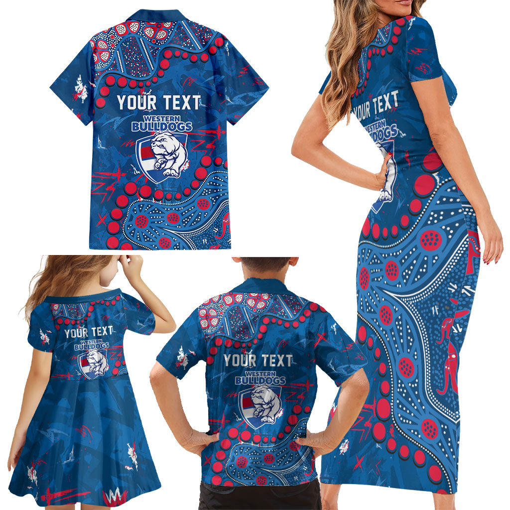 Personalized Western Bulldogs Family Matching Short Sleeve Bodycon Dress and Hawaiian Shirt Aboriginal Pattern with Graffiti Style