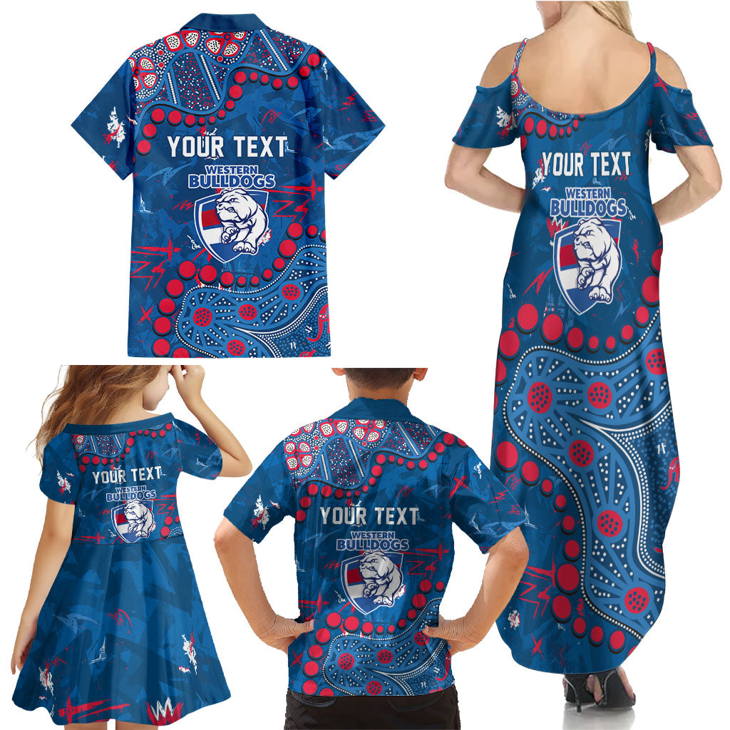 Personalized Western Bulldogs Family Matching Summer Maxi Dress and Hawaiian Shirt Aboriginal Pattern with Graffiti Style