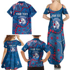 Personalized Western Bulldogs Family Matching Summer Maxi Dress and Hawaiian Shirt Aboriginal Pattern with Graffiti Style