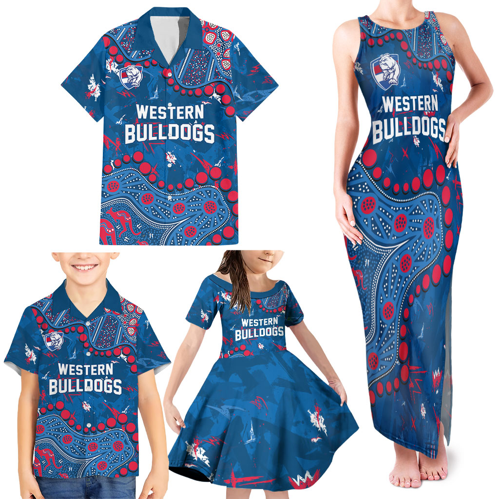 Personalized Western Bulldogs Family Matching Tank Maxi Dress and Hawaiian Shirt Aboriginal Pattern with Graffiti Style