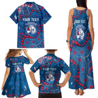 Personalized Western Bulldogs Family Matching Tank Maxi Dress and Hawaiian Shirt Aboriginal Pattern with Graffiti Style