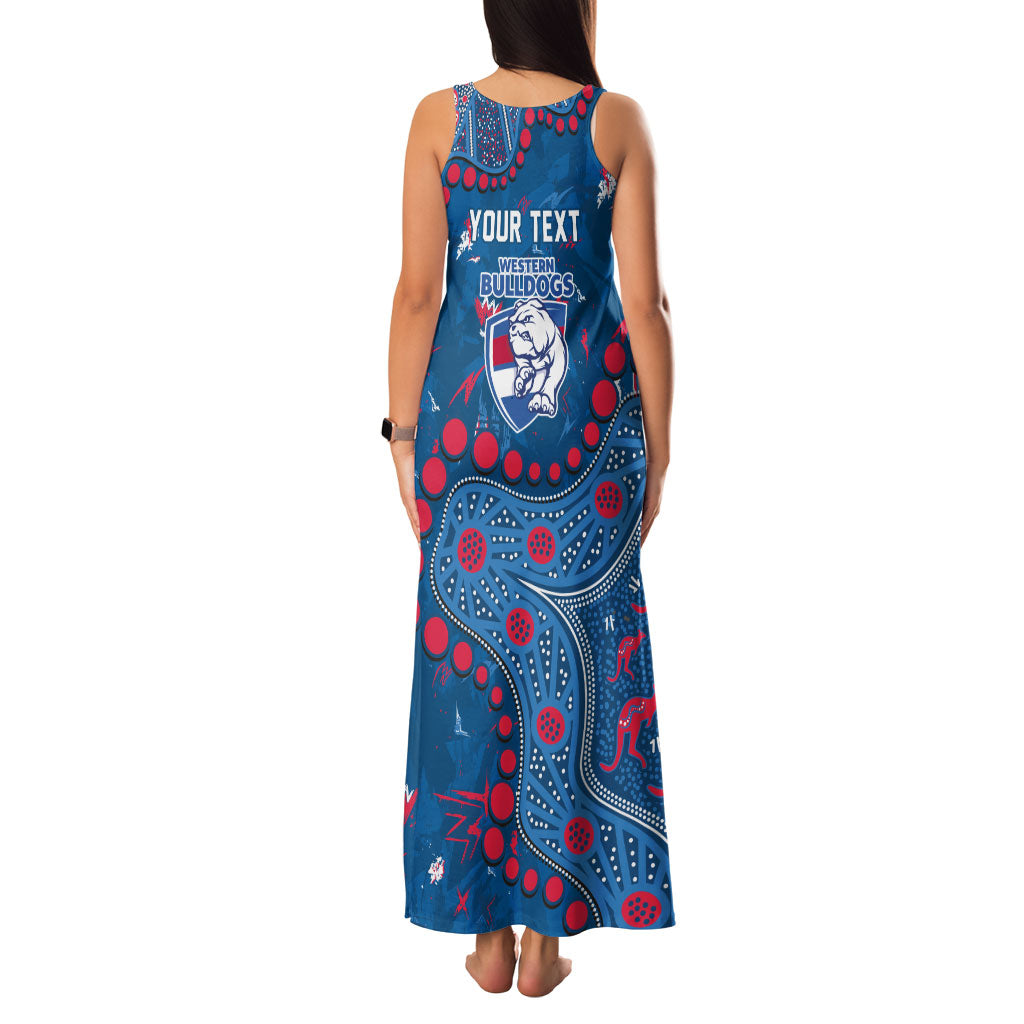 Personalized Western Bulldogs Family Matching Tank Maxi Dress and Hawaiian Shirt Aboriginal Pattern with Graffiti Style